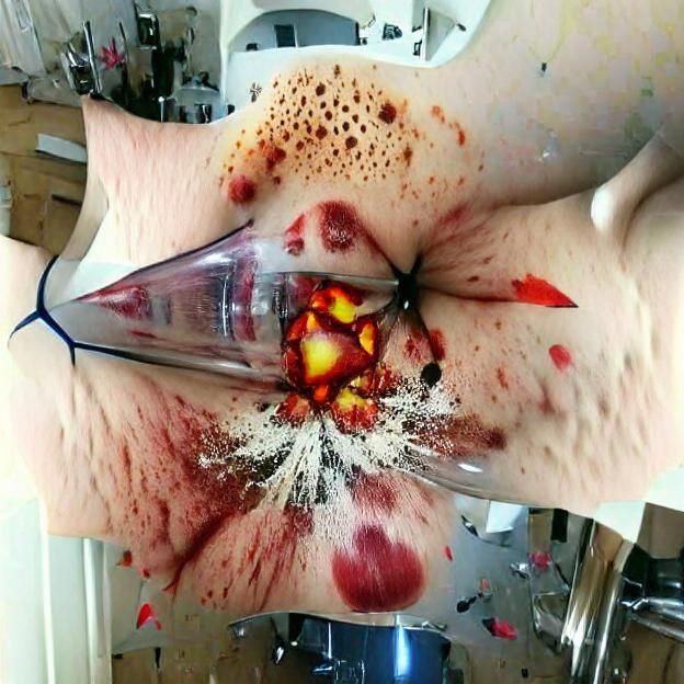 Hourglass Explosion: A Bloody Surreal Scene