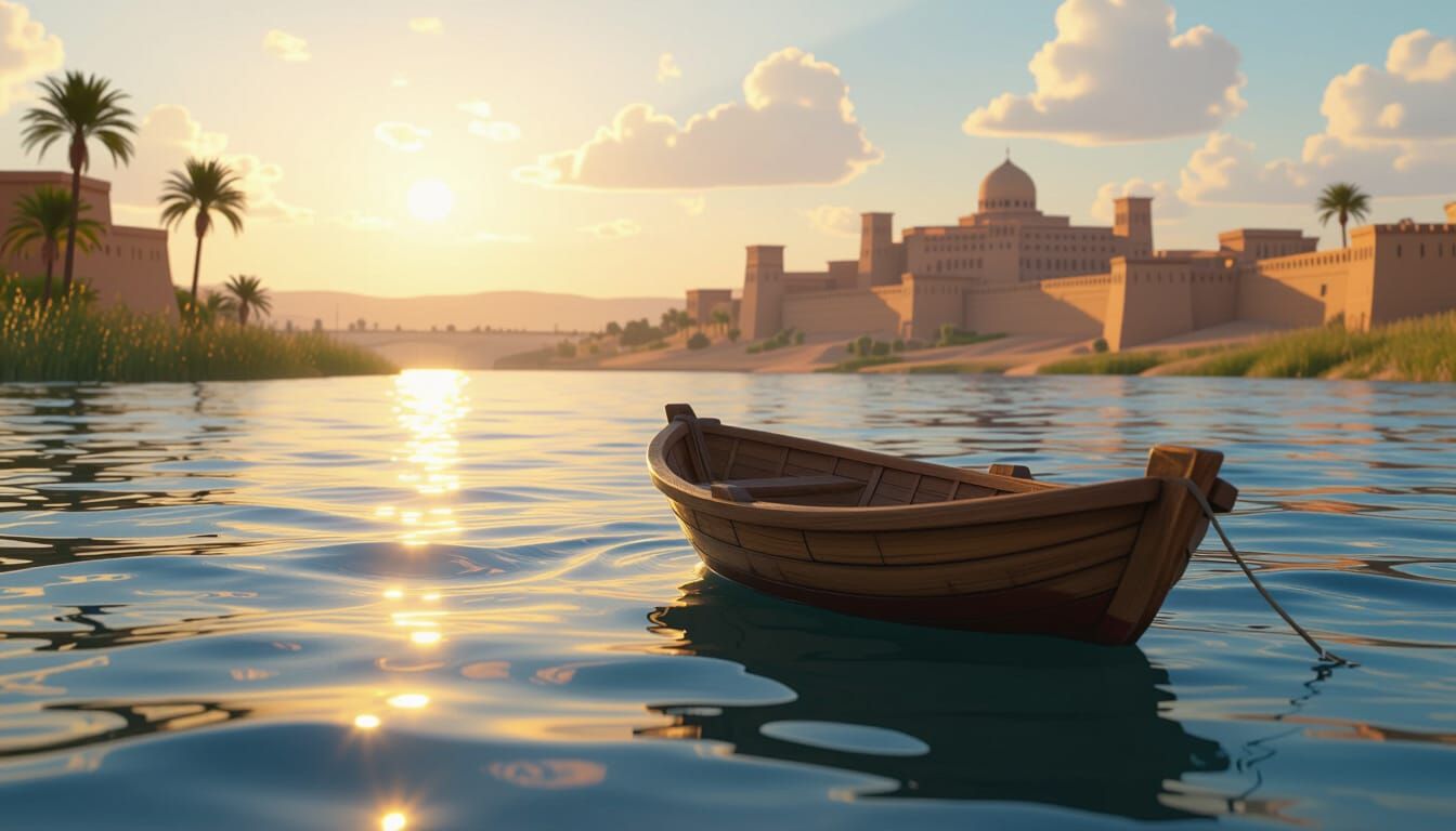 Nile River Basket in 3D Disney Pixar Style