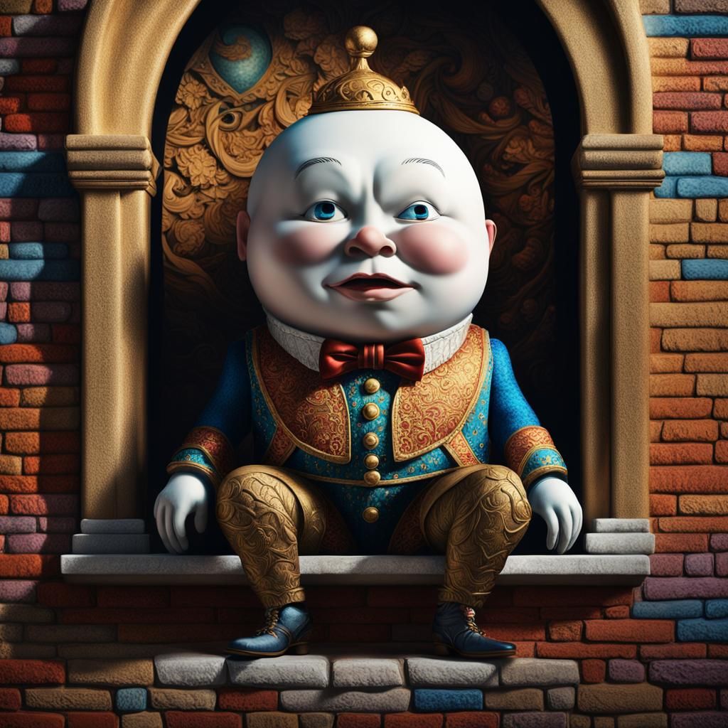 Surreal Fantasy Scene Featuring Hyperrealistic 3D Humpty Dum...