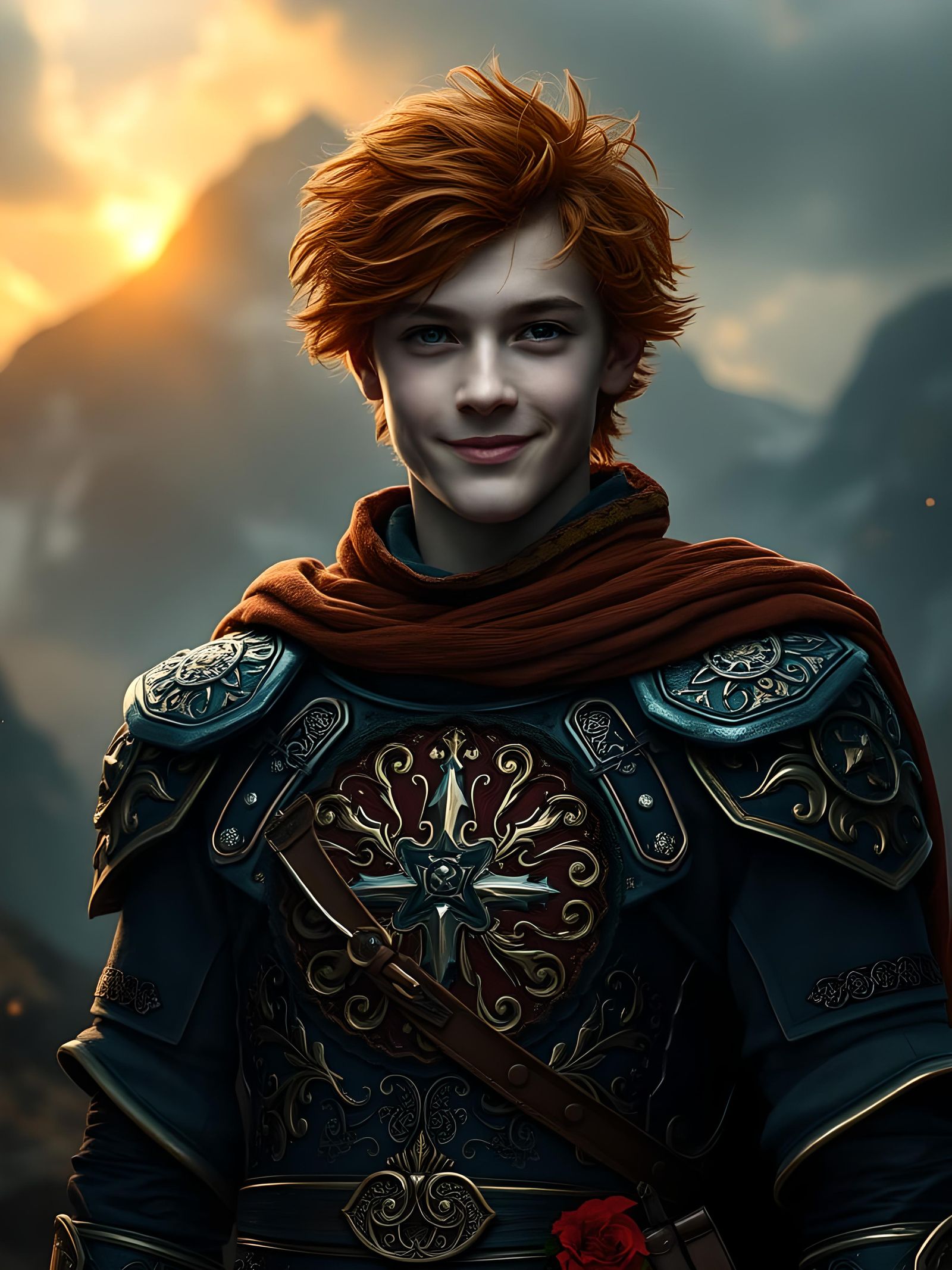 Epic Warrior in Fantasy Armor, Hyperrealistic Digital Art