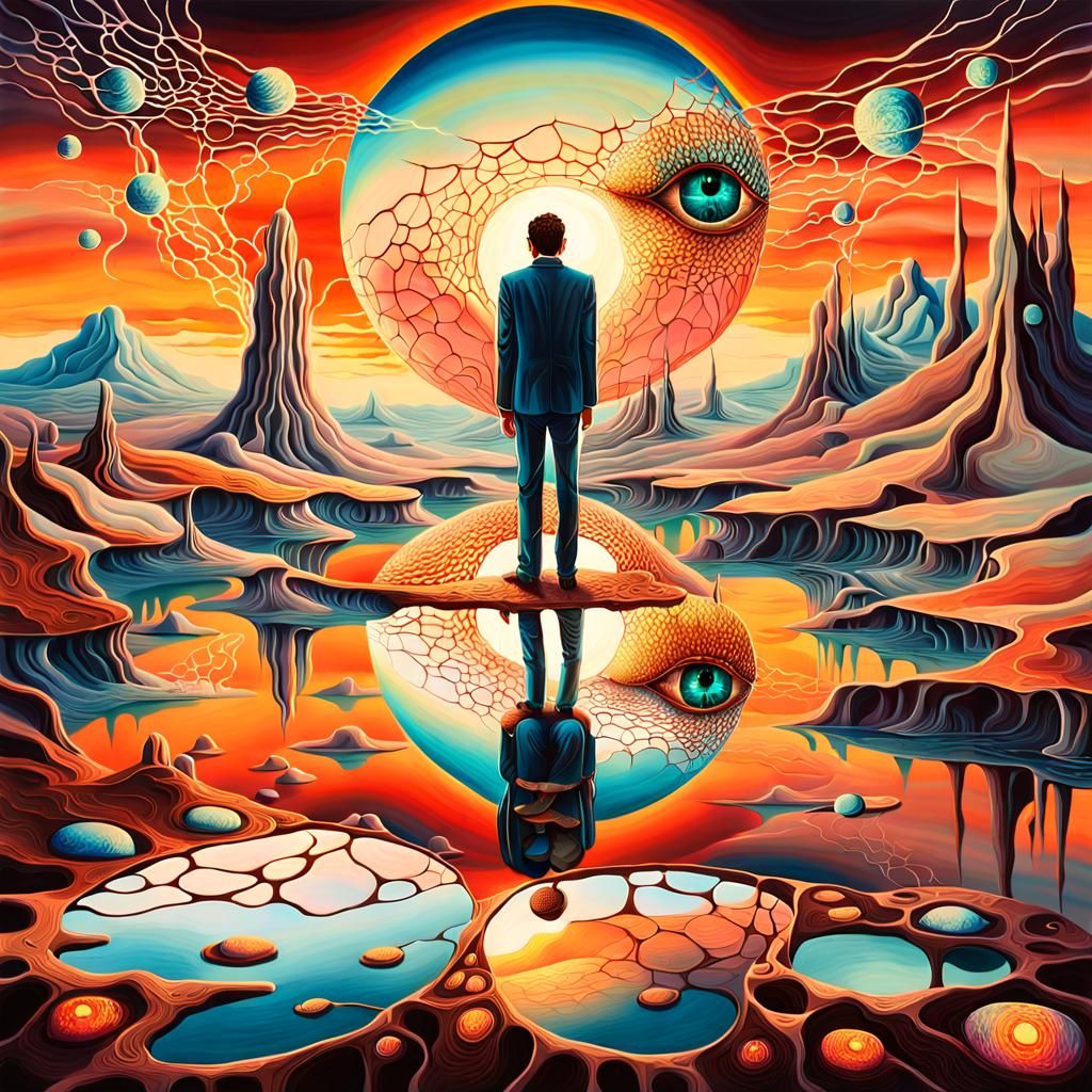 Wounded World at Sunset: Surreal Biomorphic Art