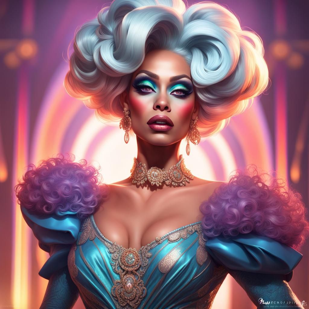 Stunning Drag Queen Portrait in Art Nouveau Style
