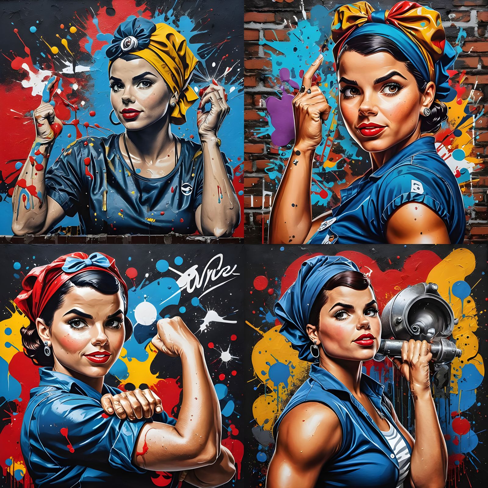 Rosie the Riveter Graffiti Art Portrait