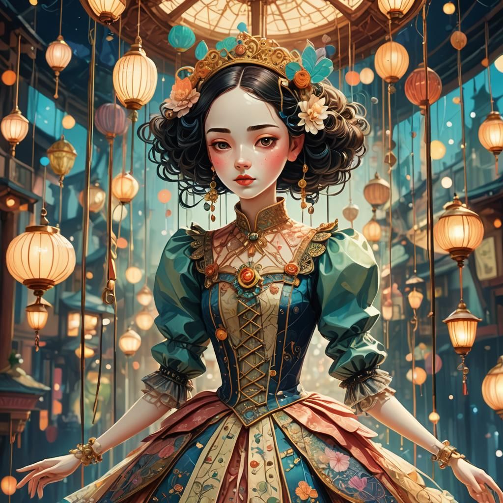 Cute Marionette Princess in Detailed Digital Art