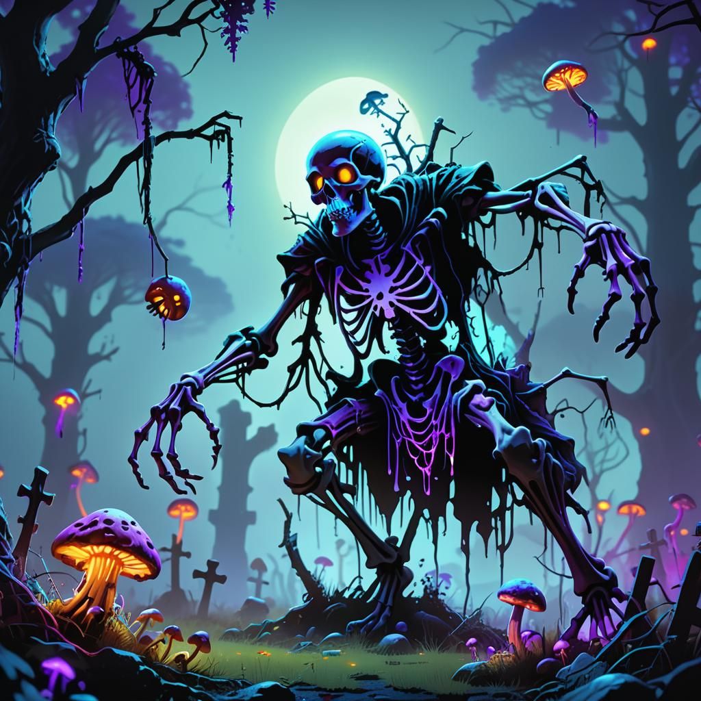 Bioluminescent Graveyard: A Dark Fantasy Masterpiece