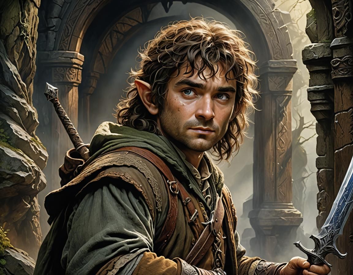 Hobbit's Adventure: Hyperrealistic Portrait in Fantasy Style