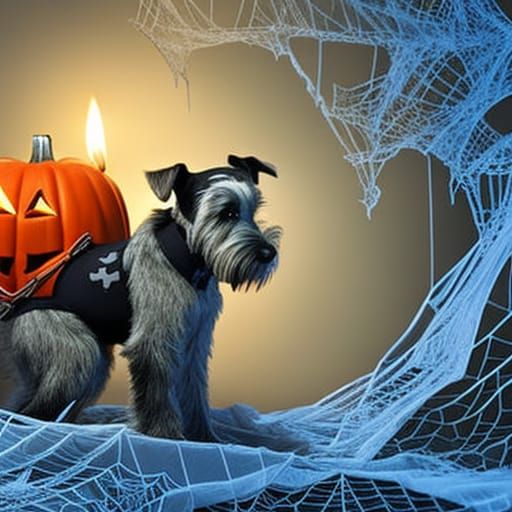 Halloween Schnauzer Dog in Cartoon Disney Style