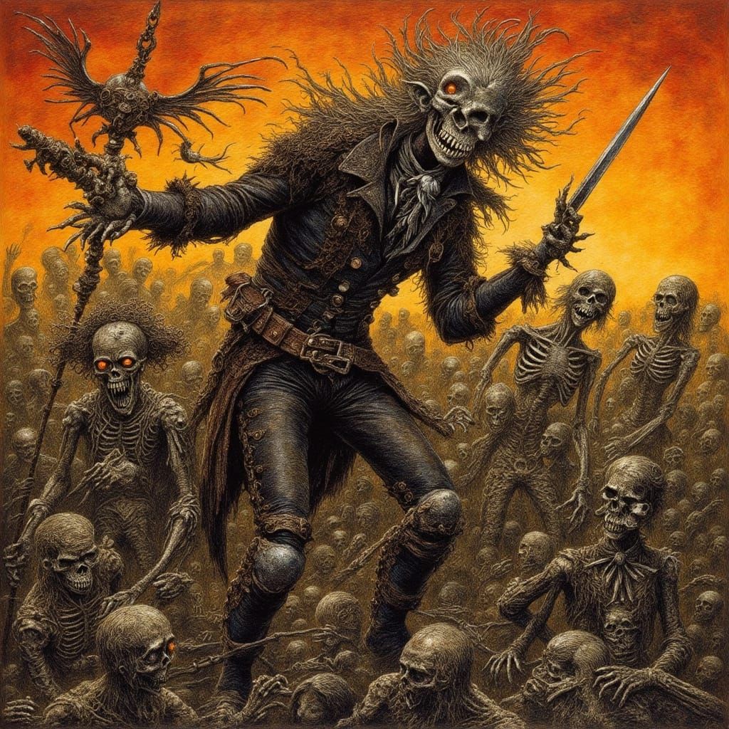 Necromancer vs Zombies: Macabre Fantasy Art