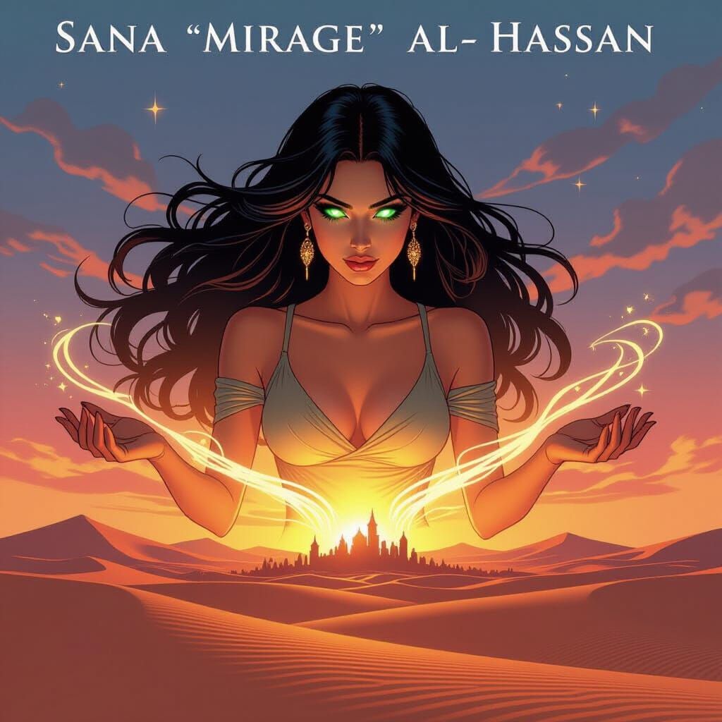 Comic Book Cover: Ethereal Middle Eastern Woman Over Desert ...