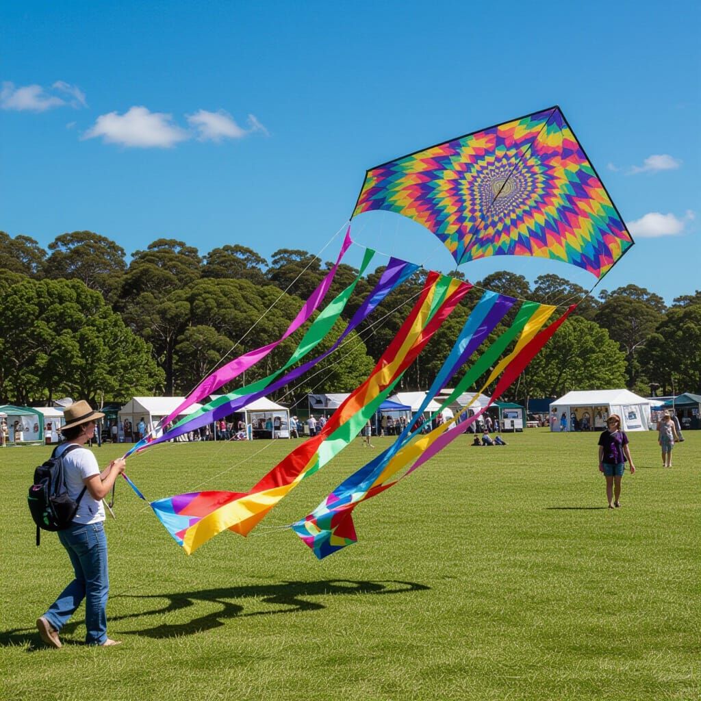 Psychedelic Kite Flying in Dreamlike Colors