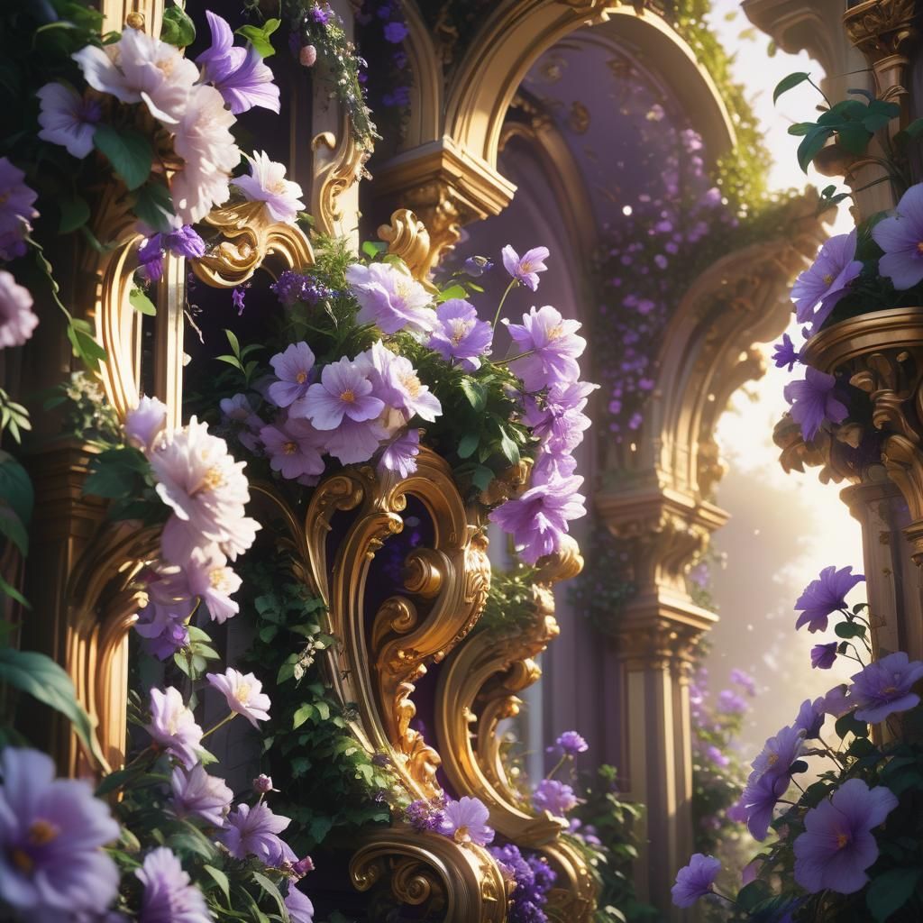 Lush Purple Garden in Baroque Rococo Style