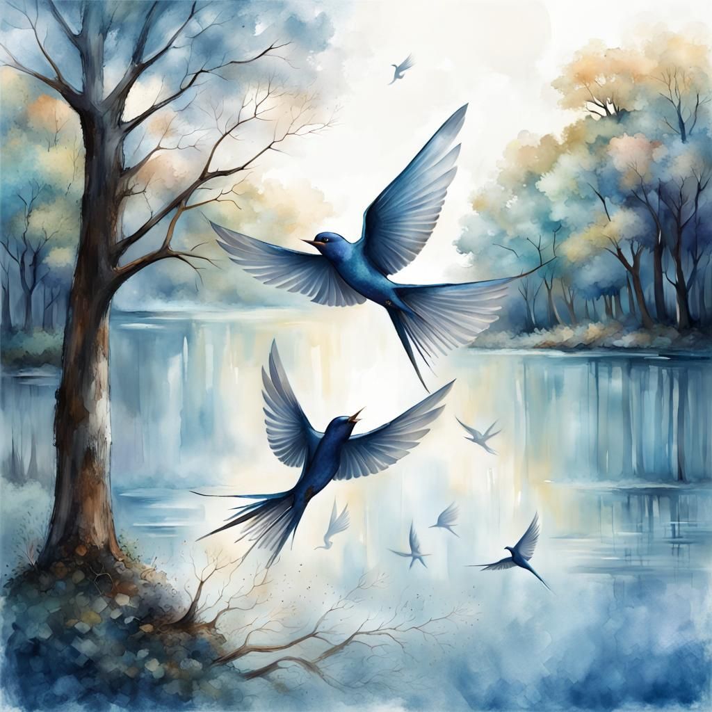 Blue Forest Moonscape in Art Brut Style