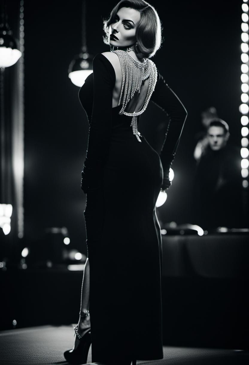 Film Noir Portrait of a Female Agent at Casino