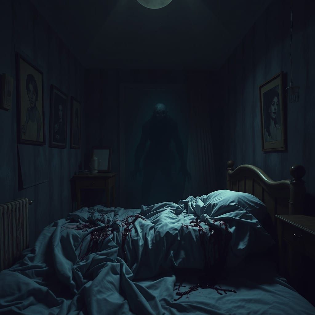 Darkened Bedroom, Macabre Shadows Stir