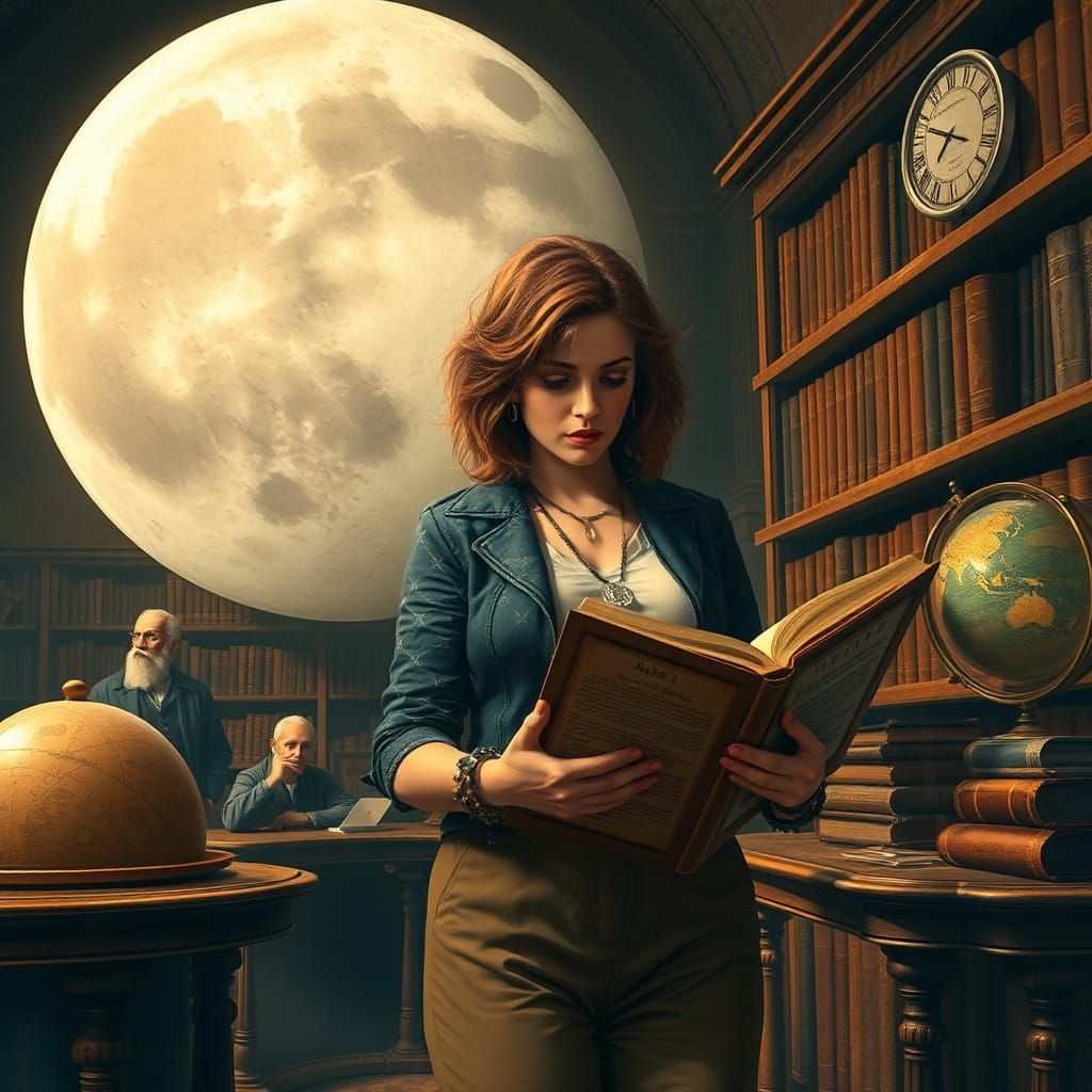 Dorothy Zbornak Scrutinizes the Moon in Library