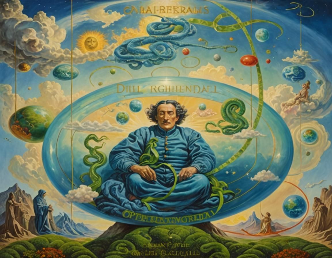 Surreal Cosmos Sphere With Blue Man