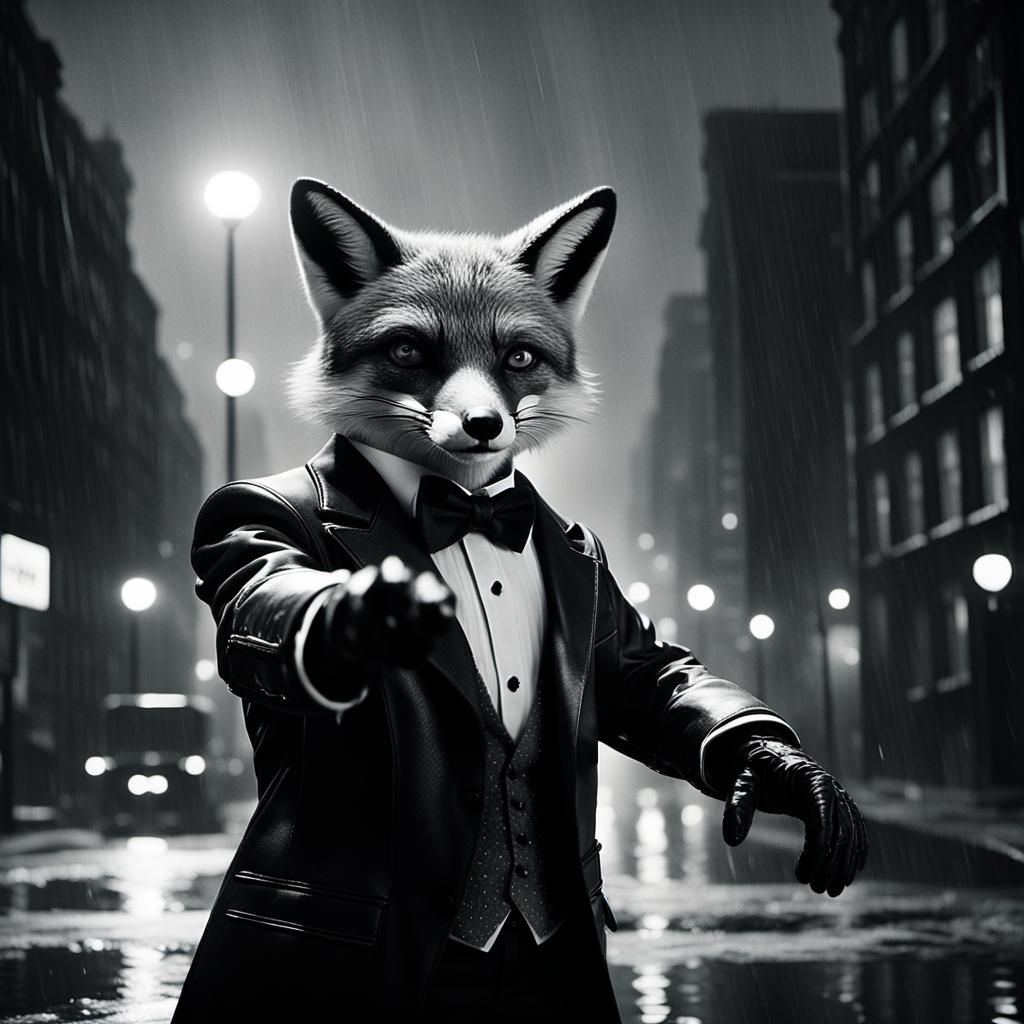 Fox in Tuxedo: Noir Film Still