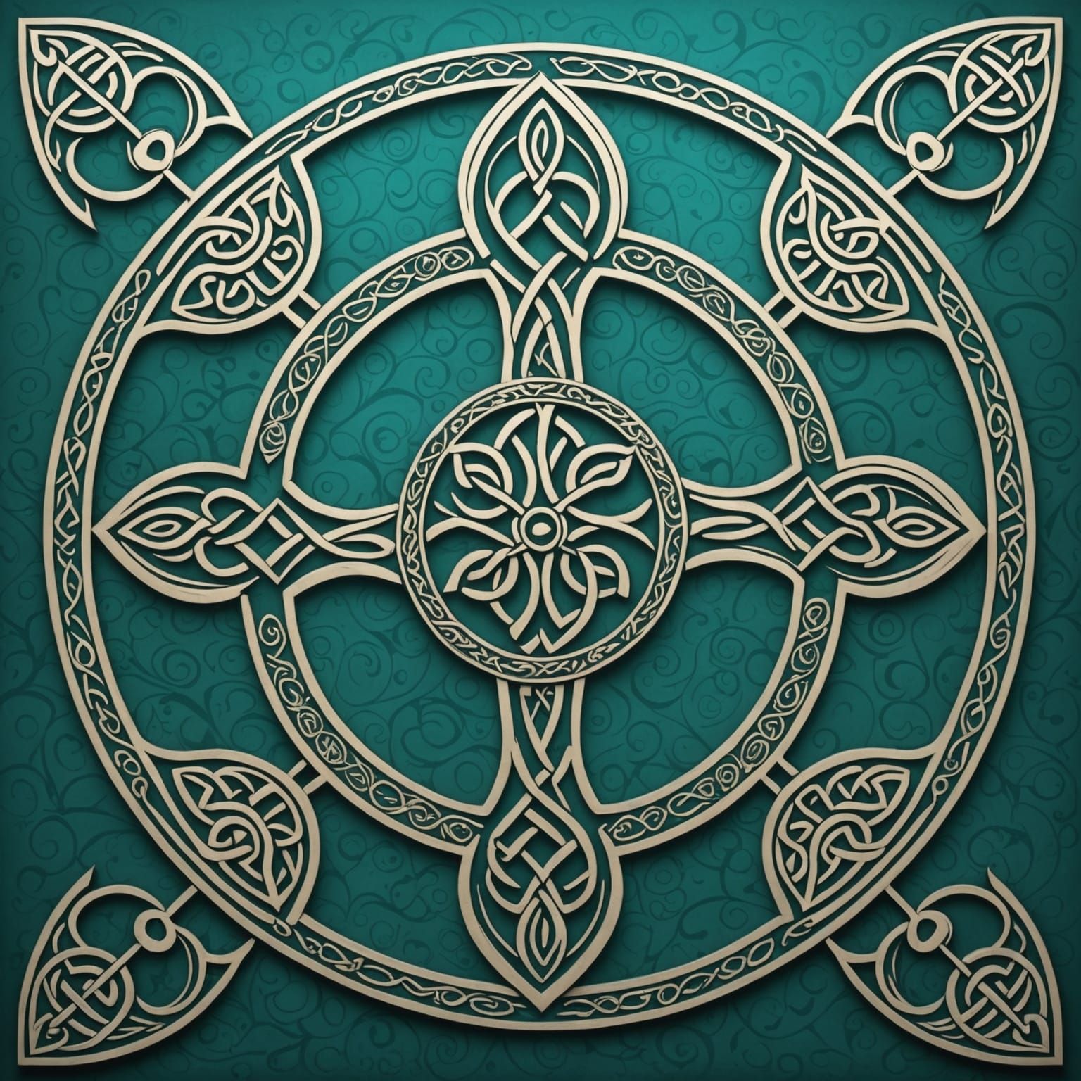 Celtic Mist and Shadows Design on Teal