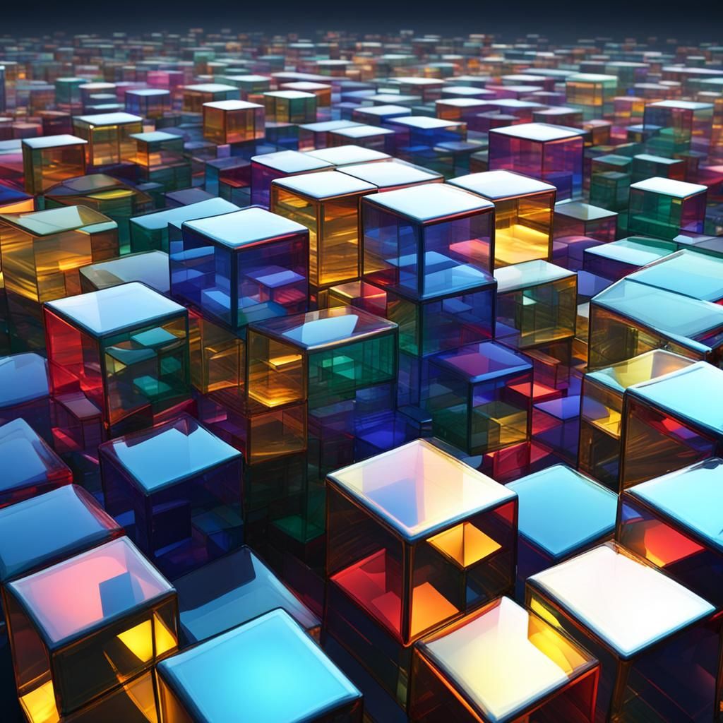 Infinite Loop of Transparent Cubes on Island