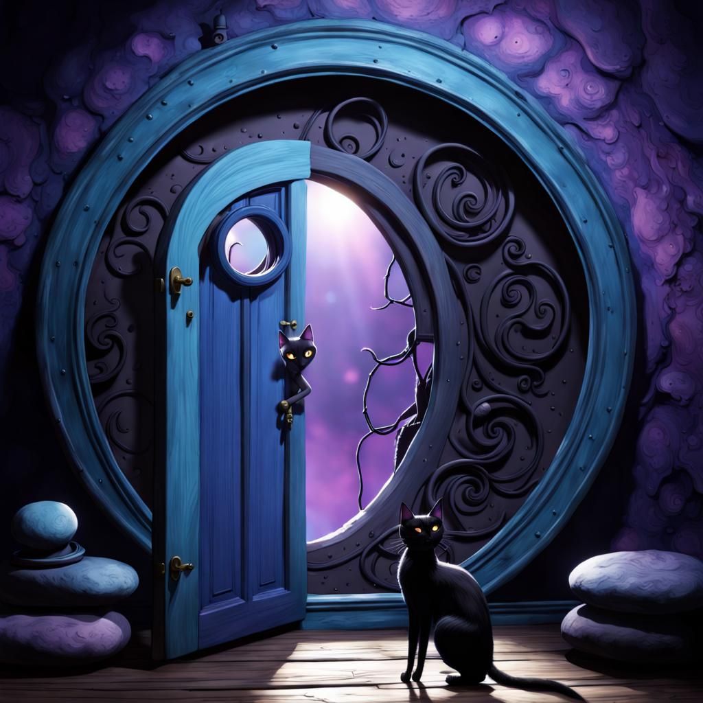 Coraline door portal to the other world ,circle blue,purple,...
