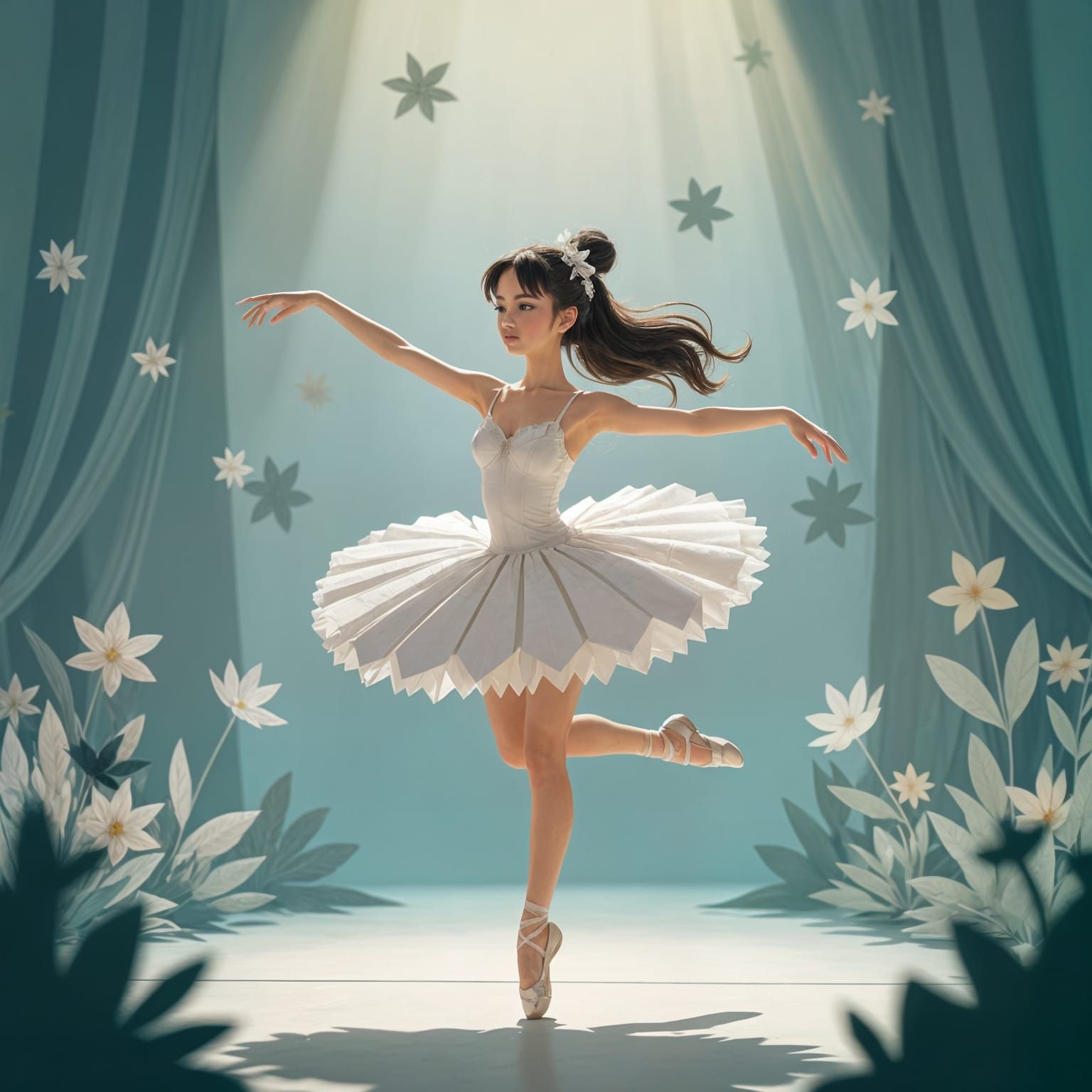 Ethereal Ballerina Dances with Paper Tutu, Anime Key Visual