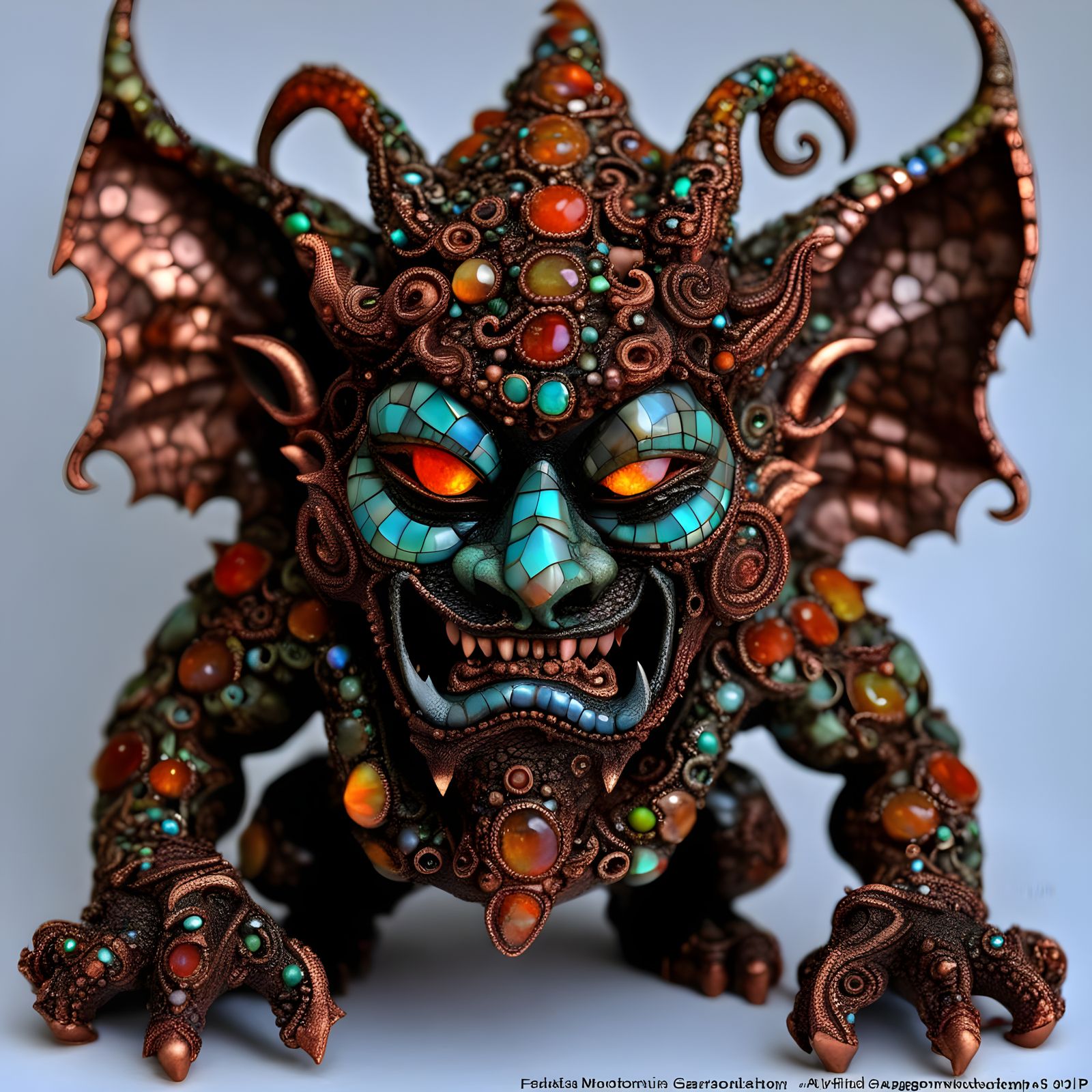 Ornate Fire Gargoyles Gazebo in Mossy Forest