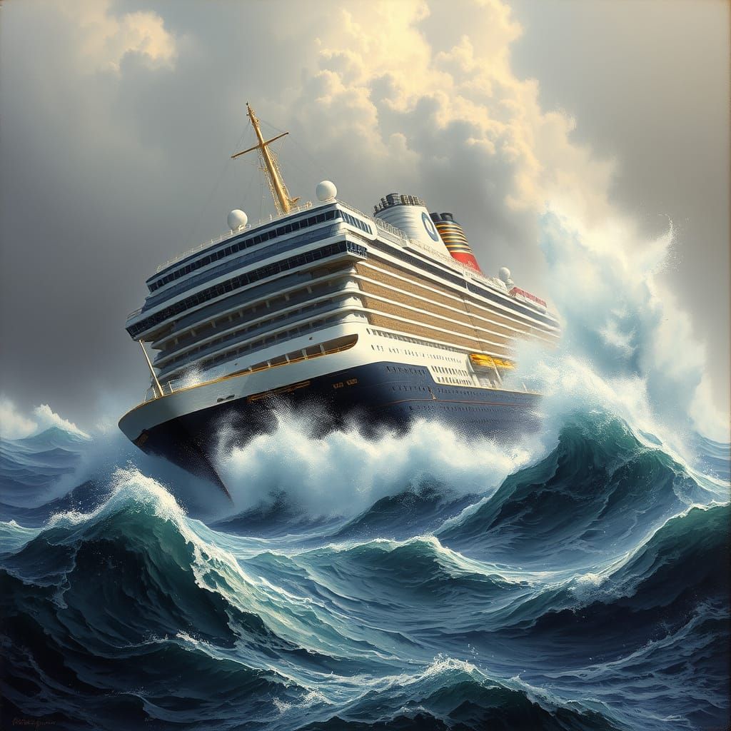 Dramatic Cruise Ship Battles Turbulent Seas in a Realistic, ...