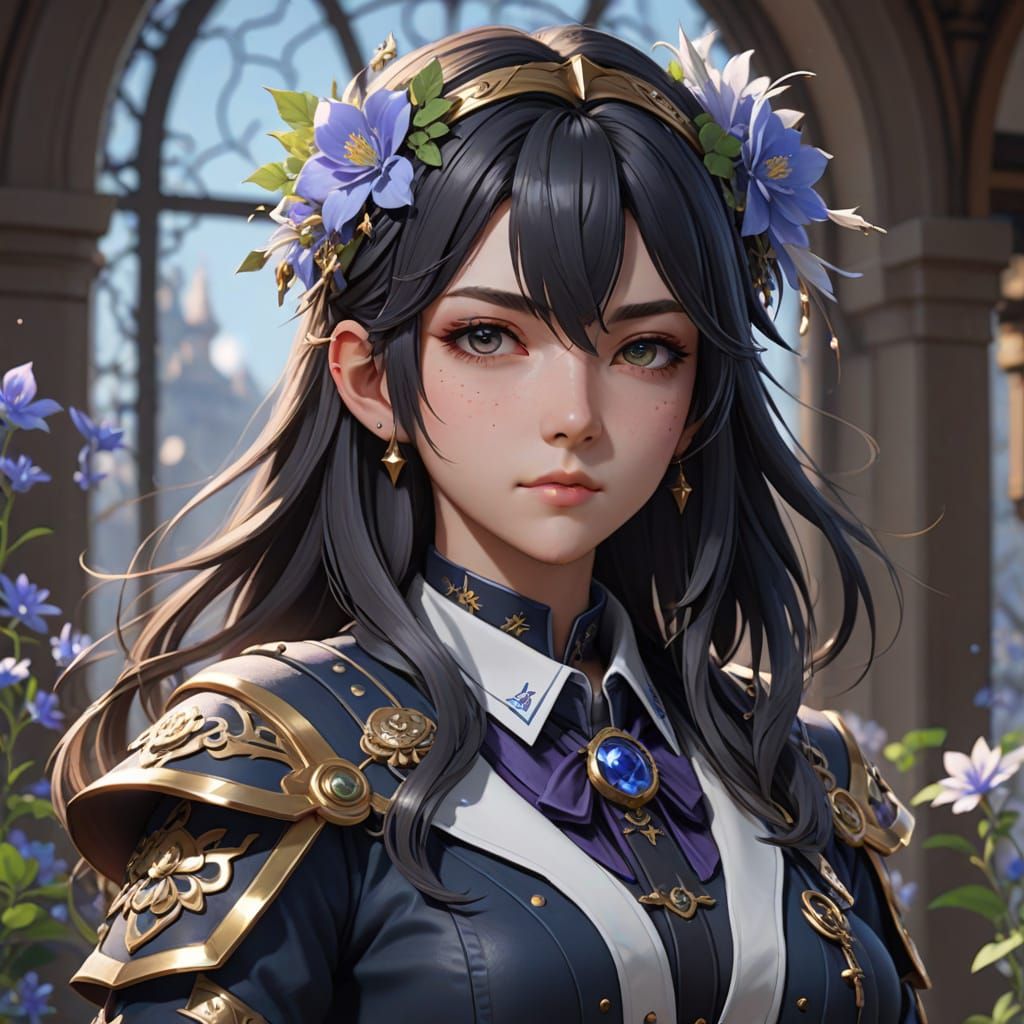 Surreal Anime Concept Art of Genshin Impact's Columbine in S...