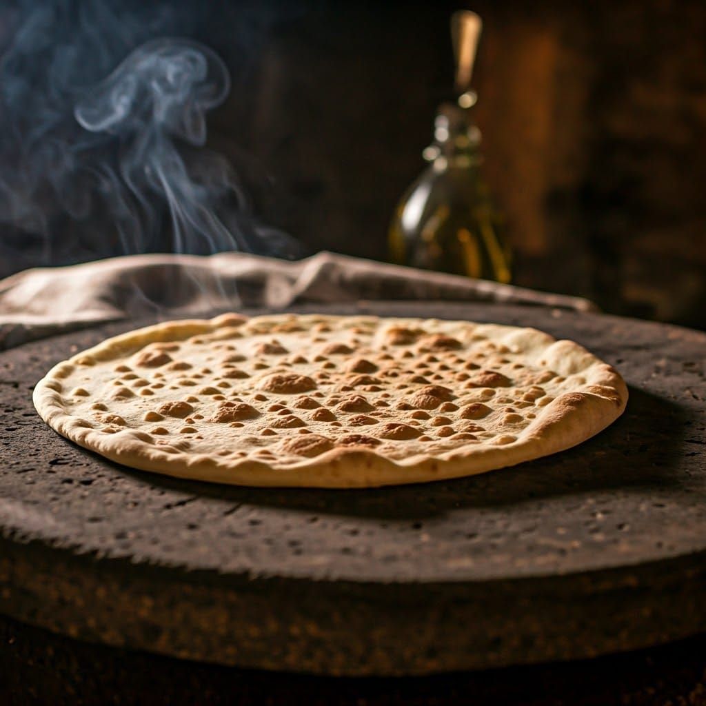 Golden Flatbread on Weathered Stone