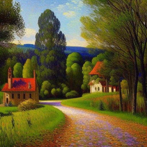 Gothic Stained Glass: Forest Church in Neo-Impressionism