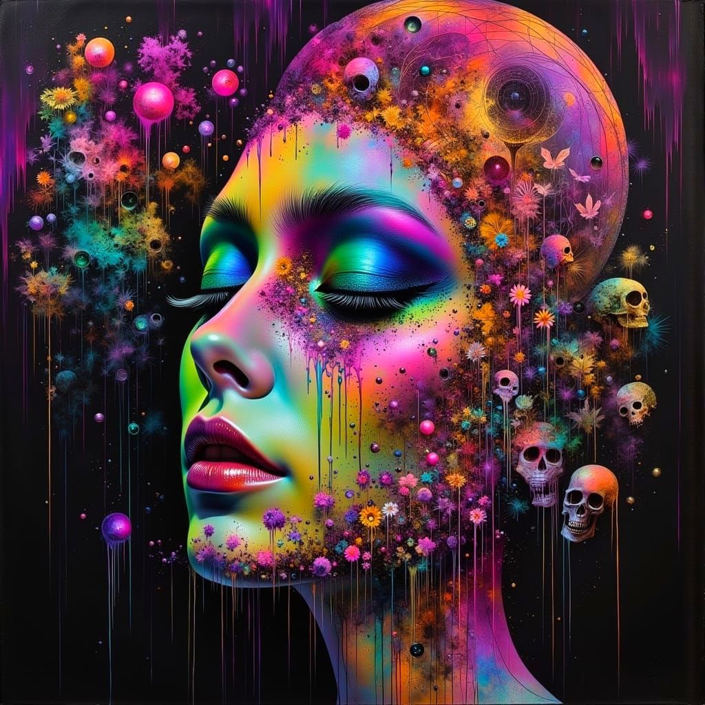 Surreal Death Goddess in Dreamlike Dystopian Scene