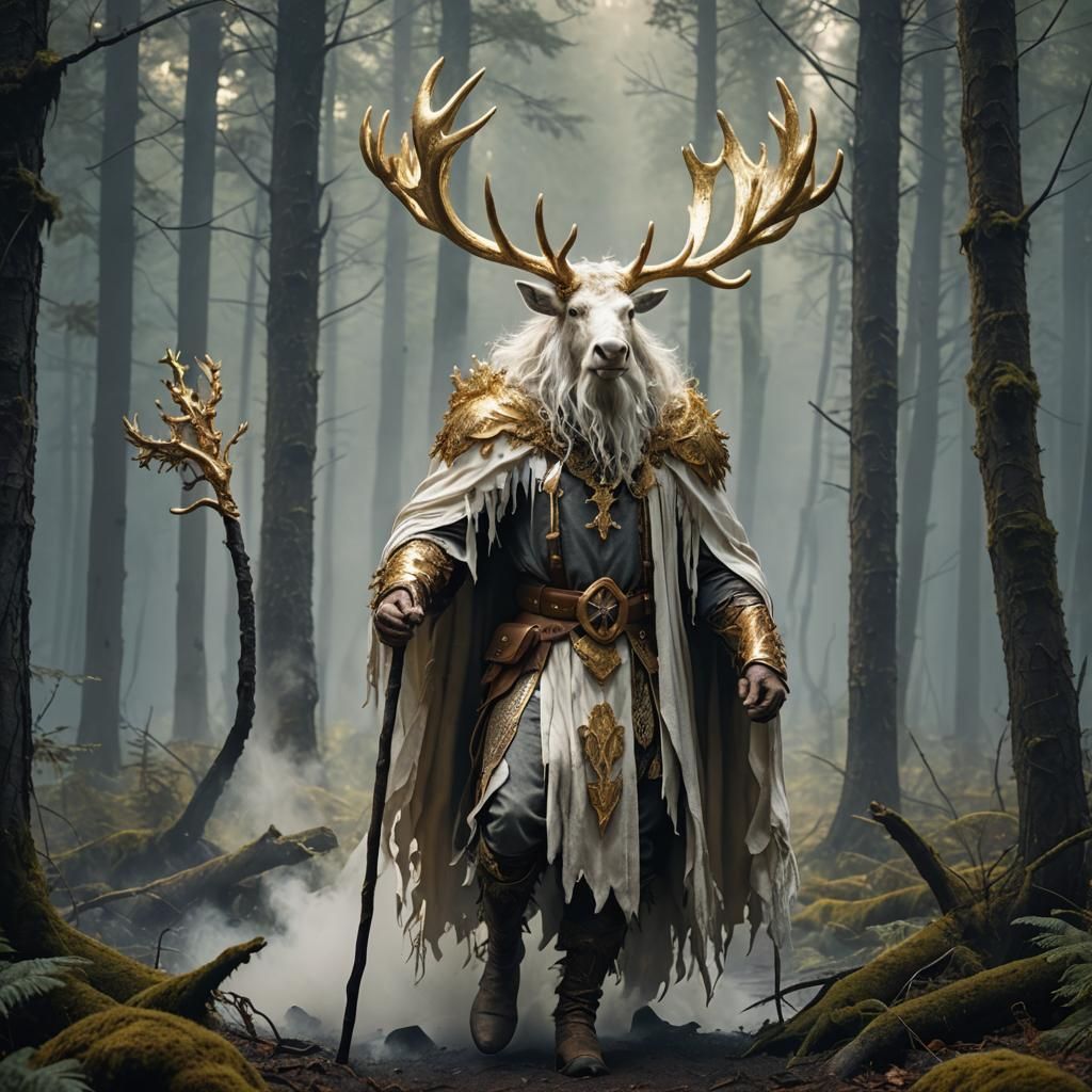 Shaggy Moose Shaman in Fantasy Forest
