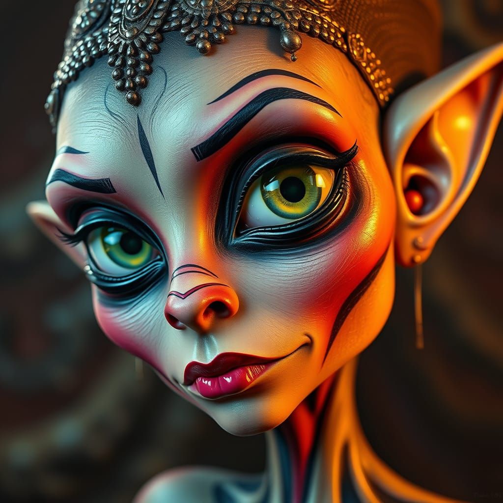 Alien Catrina Portrait in Disney Animation Style