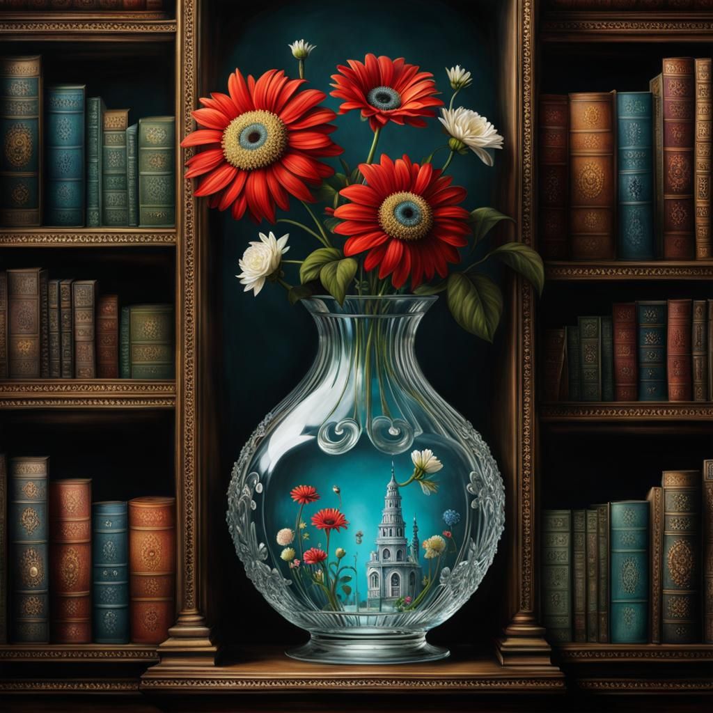 Floral Arrangement in Symmetrical Vase, Illustration