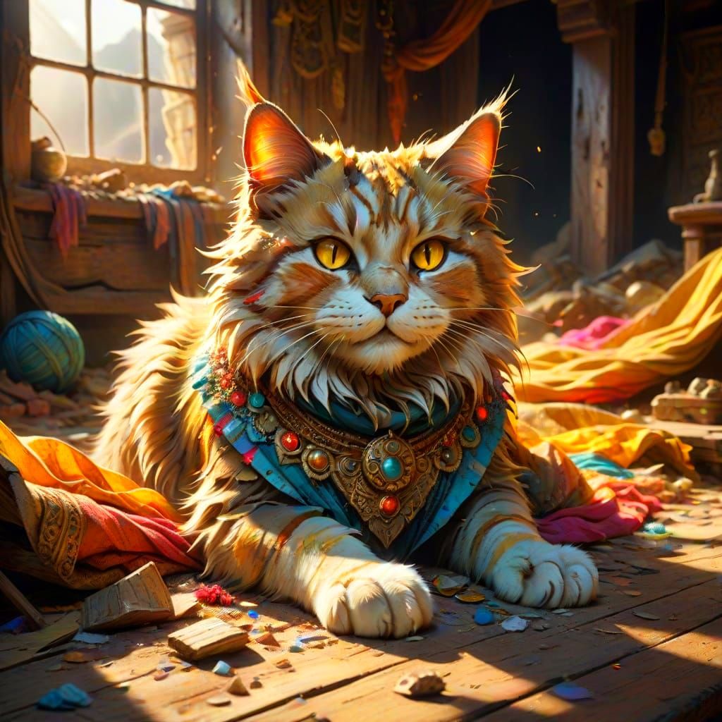 Whimsical Queen of the Attic Amidst Deserted Wreckage