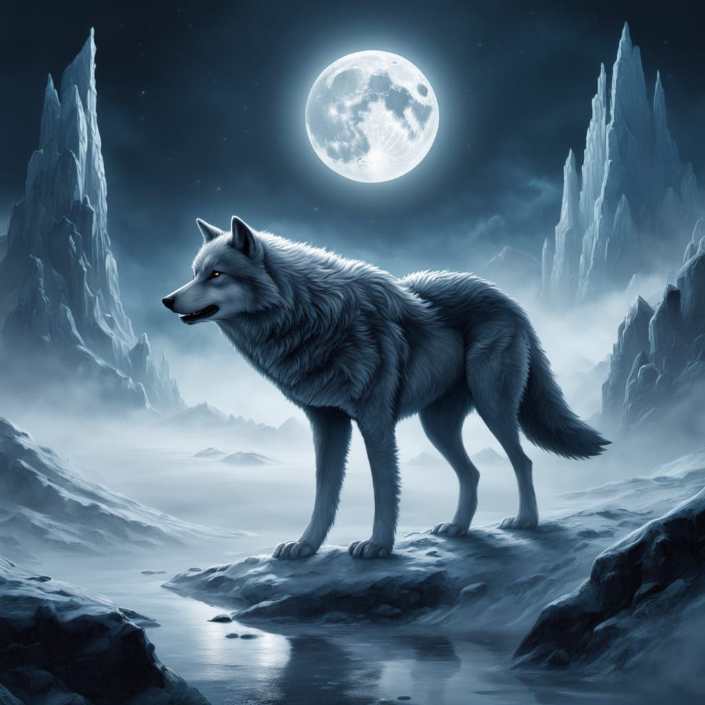 Spectral Herder Guiding Ghost Wolves on Misty Tundra
