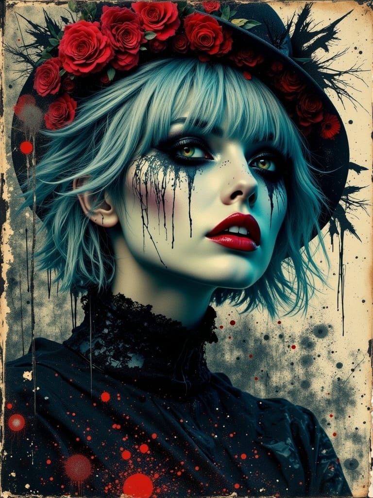 Gothic Abstract Portrait of a Melancholic Young Woman