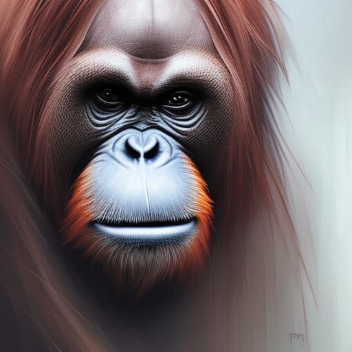 Demonic Orangutan Portrait in Eldritch Style