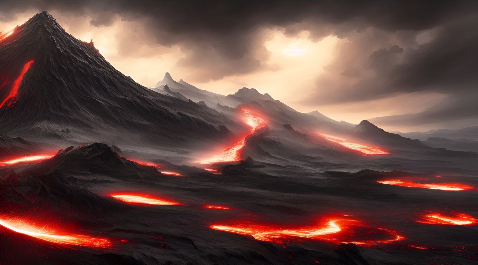 Epic Volcanic Stormscape Concept Art