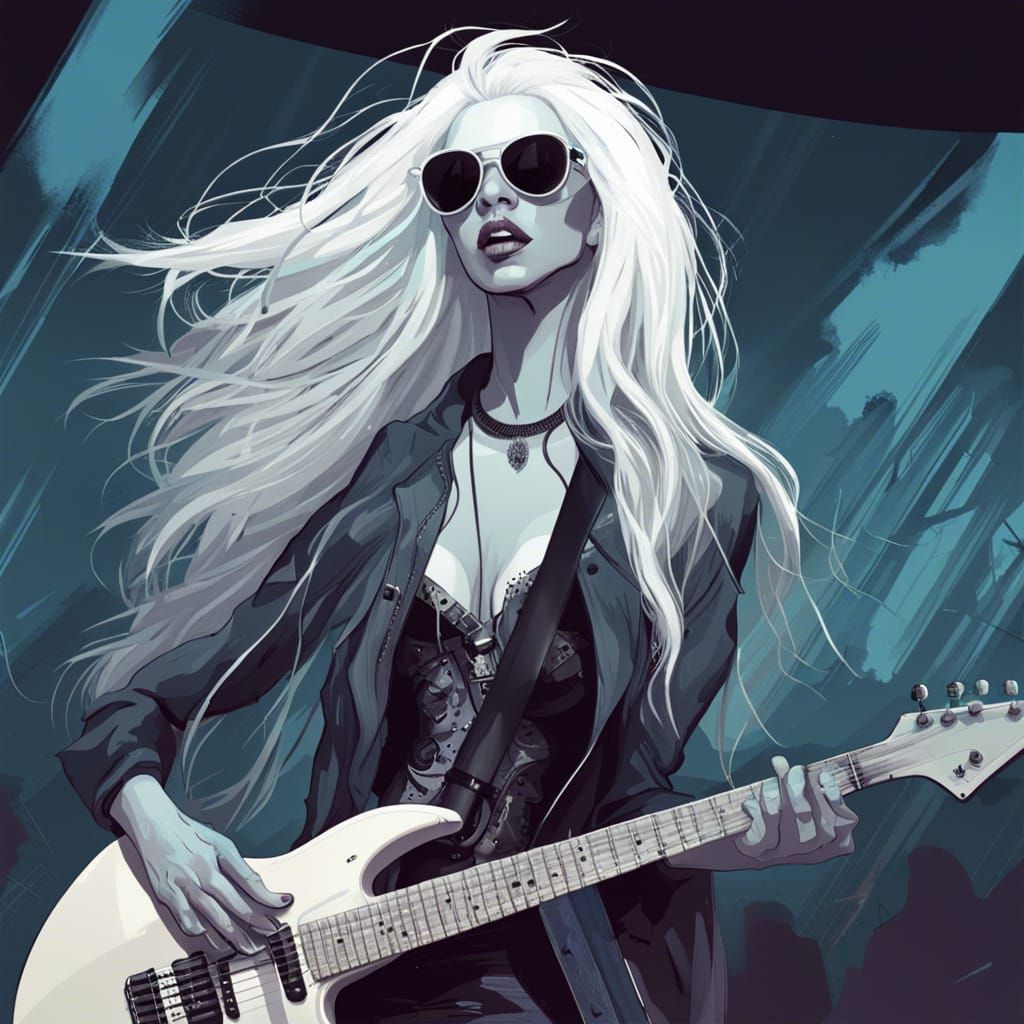 Banshee Rock Singer in Concert: Hyperrealistic Illustration