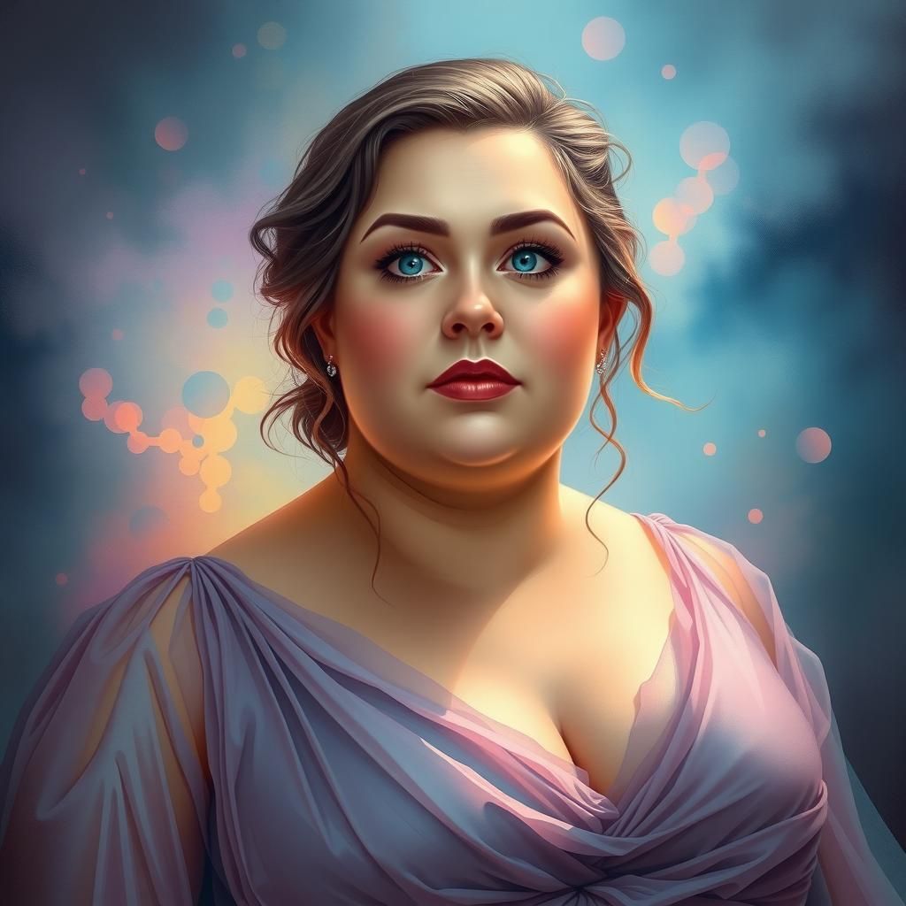 Surreal Plus-Size Woman in Ethereal Mist