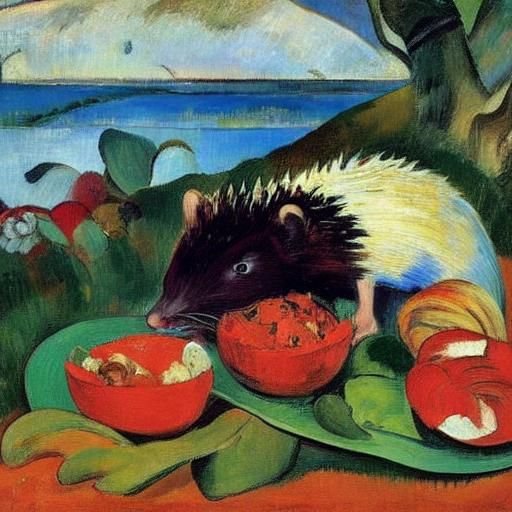 Hedgehog's Unusual Meal: Impressionistic Style