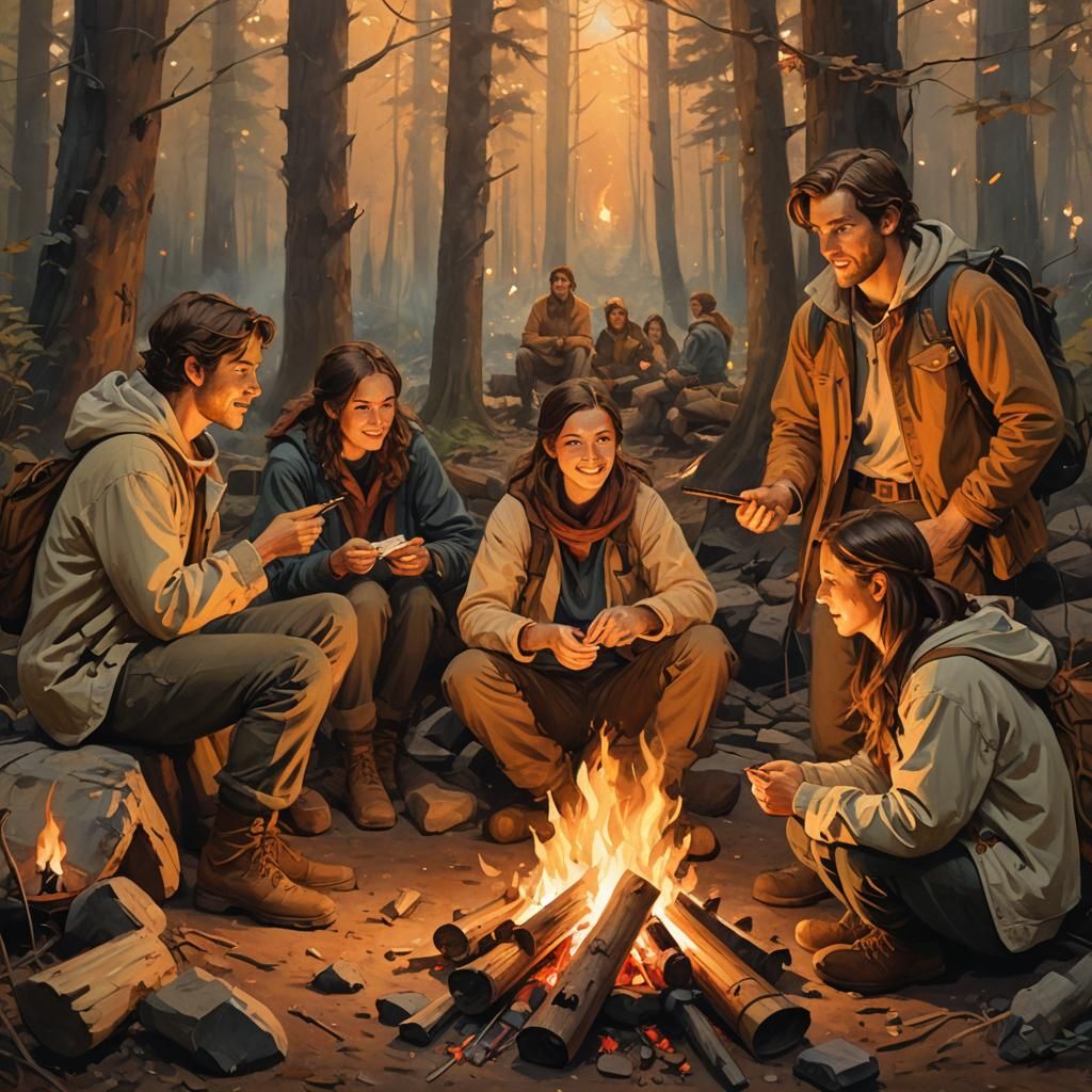 Cozy Campfire Gathering in High Fantasy Style