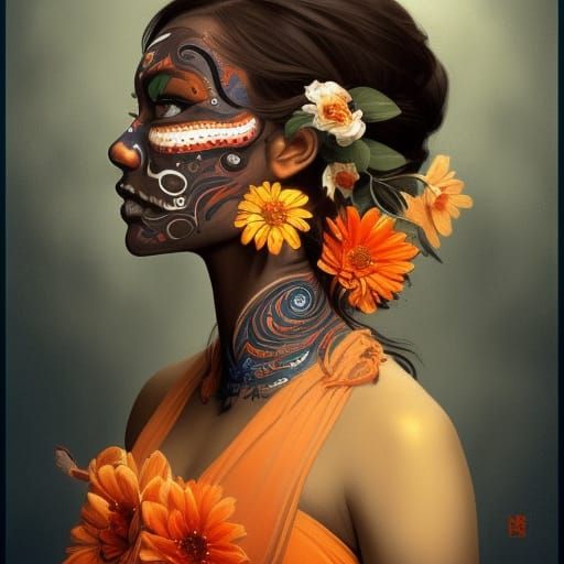 Day of the Dead Girl Portrait in Mexico