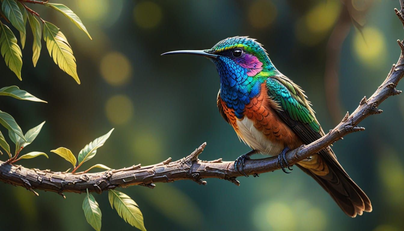 Diamantina Sabrewing in Vibrant Oil Painting Style