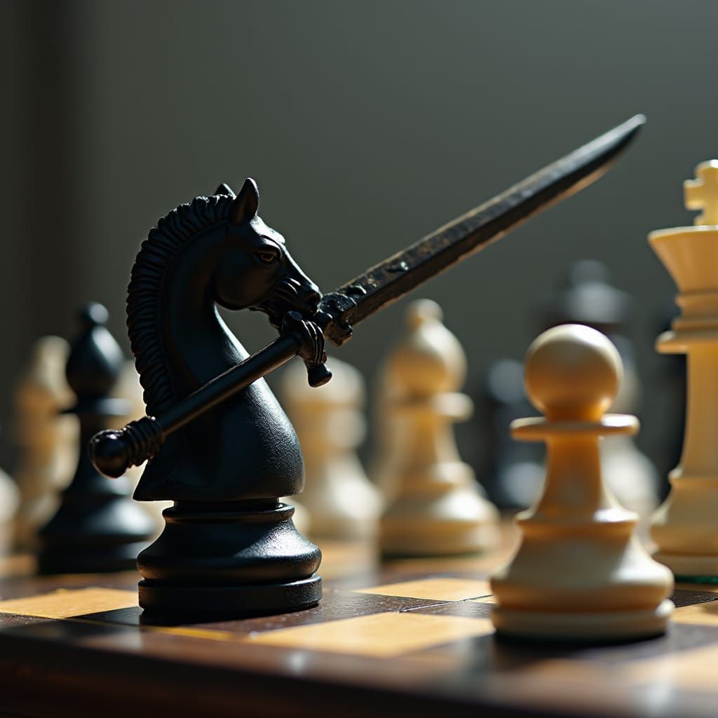 Epic Chess Battle in Dramatic Shading