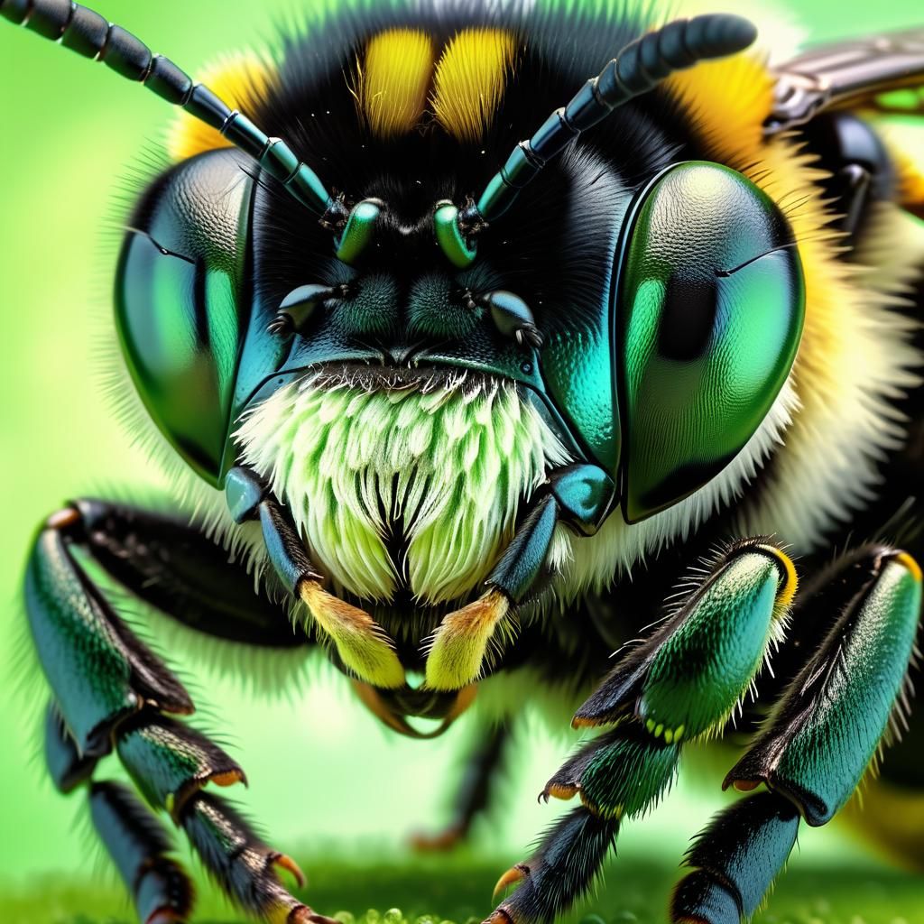 Macro Shot of a Fluffy Bumblebee