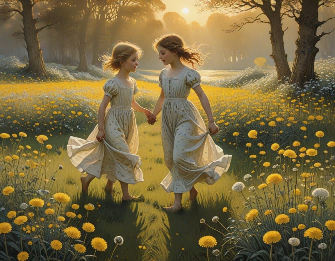 Delicate Dandelions in a Whimsical Wood Engraving