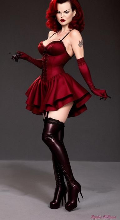 Dark Vampire Pin-Up in Gothic Setting