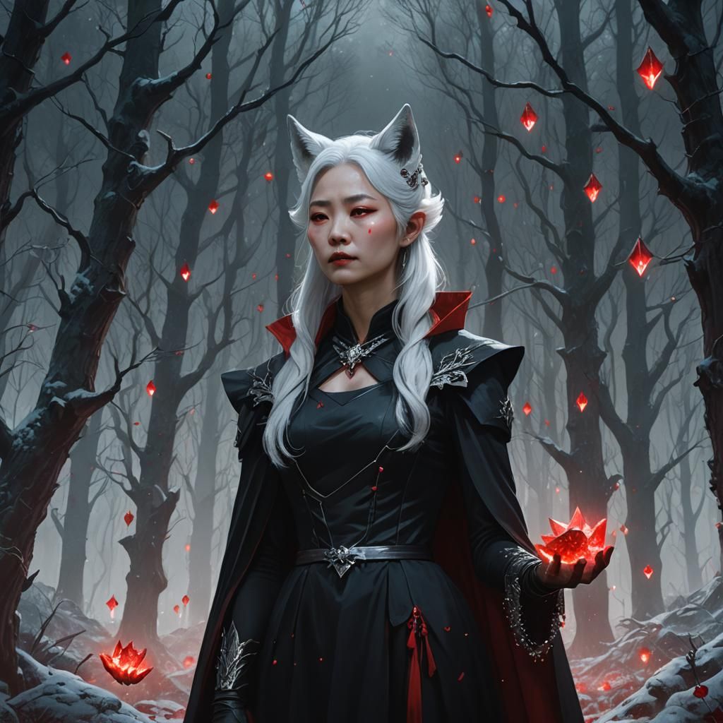Vampire Queen in Mystical Forest, Dark Fantasy Art